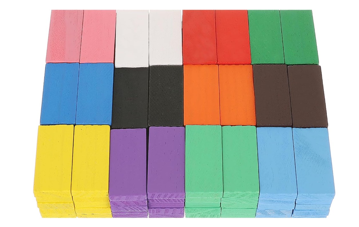 Colorful Wooden Domino Set, 120pcs Combo Pack, 12 Colors, 10pcs of Each Color 6 Jb Stationers Wooden dominoes set
