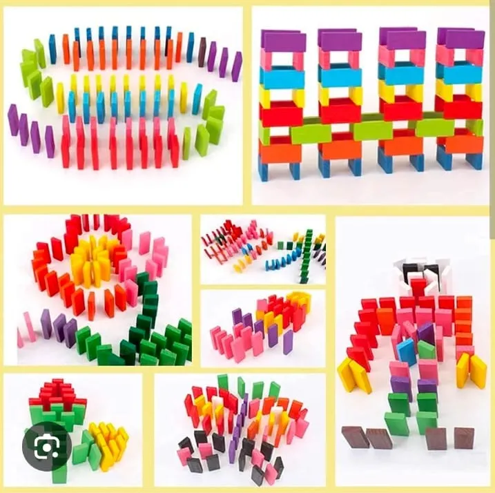 Colorful Wooden Domino Set, 120pcs Combo Pack, 12 Colors, 10pcs of Each Color 3 Jb Stationers Wooden dominoes set