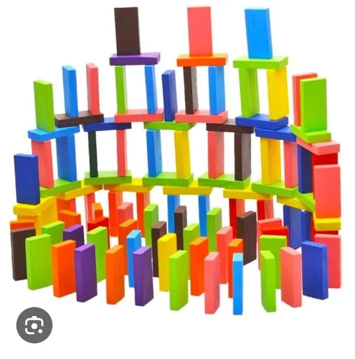 Colorful Wooden Domino Set, 120pcs Combo Pack, 12 Colors, 10pcs of Each Color 4 Jb Stationers Wooden dominoes set