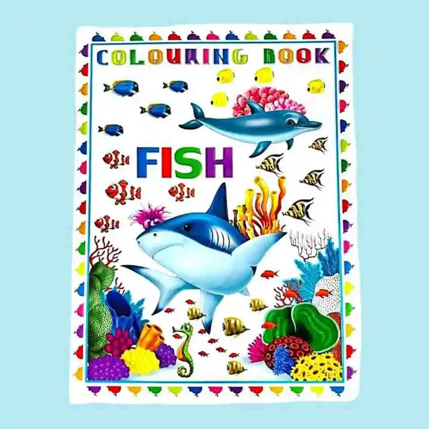 Educational Themed 4 Color Coloring Book for Kids (Fruit, Vegetables, Fish, Transportation) 2 Jb Stationers 4 color coloring book