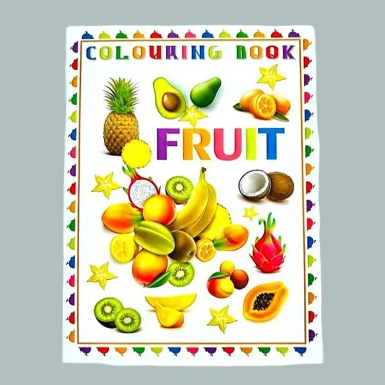 Educational Themed 4 Color Coloring Book for Kids (Fruit, Vegetables, Fish, Transportation) 1 Jb Stationers 4 color coloring book