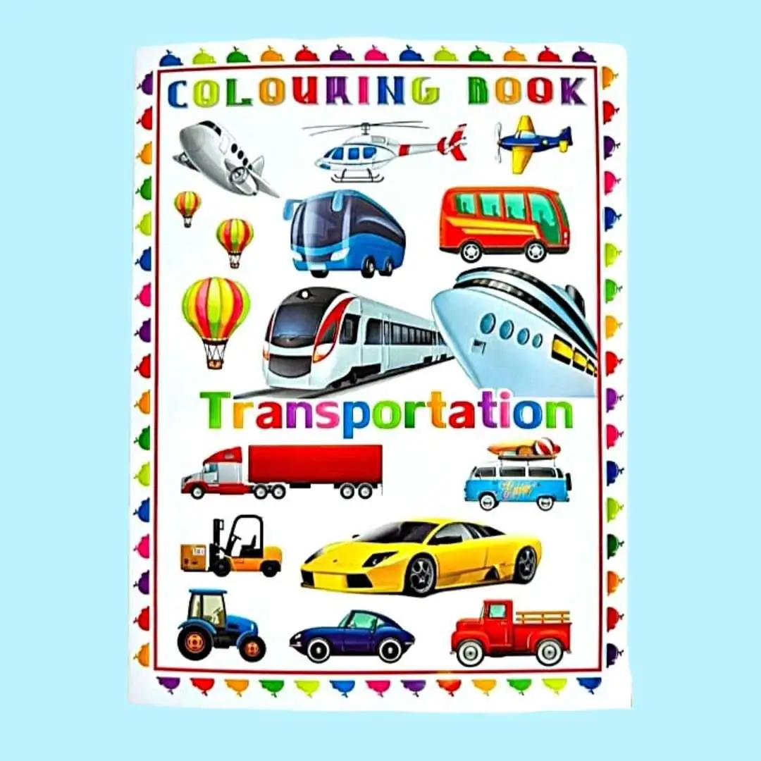 Educational Themed 4 Color Coloring Book for Kids (Fruit, Vegetables, Fish, Transportation) 3 Jb Stationers 4 color coloring book