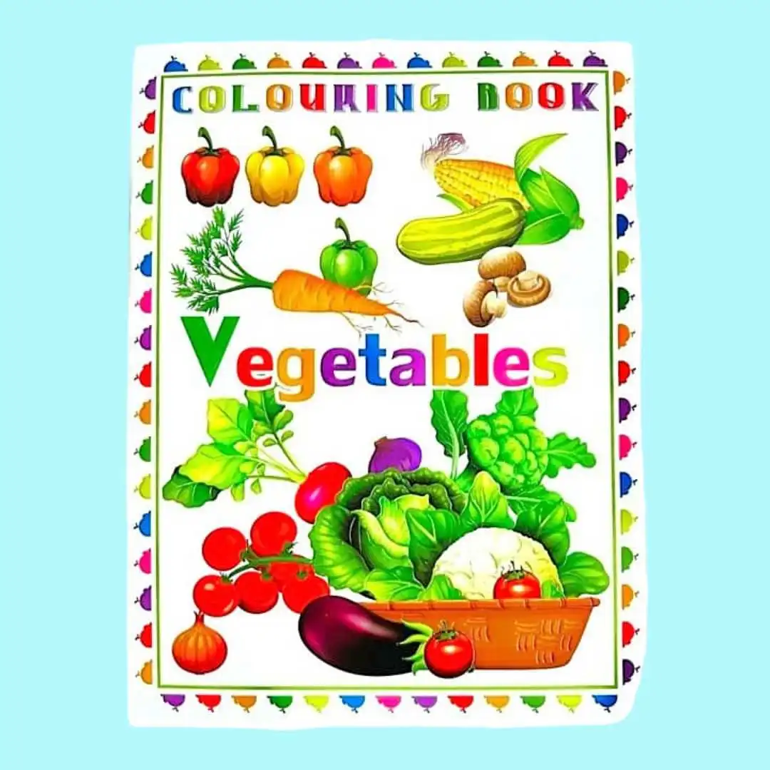 Educational Themed 4 Color Coloring Book for Kids (Fruit, Vegetables, Fish, Transportation) 4 Jb Stationers 4 color coloring book