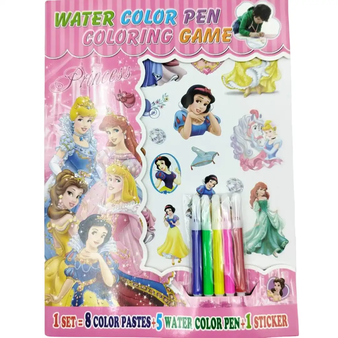Watercolor Pen Coloring & Sticker Set - Disney Frozen Fever & Amazing Spider-Man 2 Jb Stationers Watercolor Pen Coloring & Sticker Set
