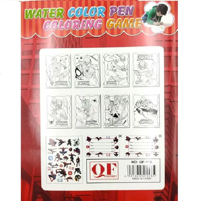 Watercolor Pen Coloring & Sticker Set - Disney Frozen Fever & Amazing Spider-Man 3 Jb Stationers Watercolor Pen Coloring & Sticker Set