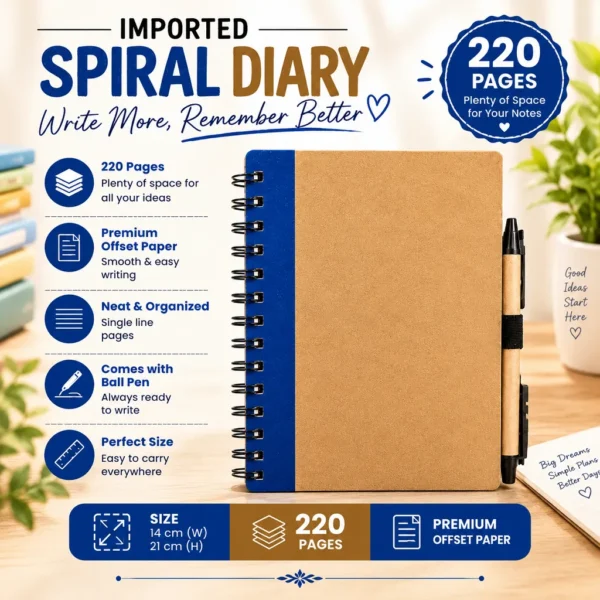 Premium Imported A5 Spiral Diary