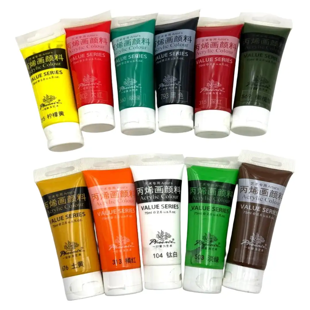 Phoenix Acrylic Colour Value Series – Professional-Grade 75ml Tubes for Artists, Students, and Leisure Arts 1 Jb Stationers Phoenix Acrylic Colour Value Series
