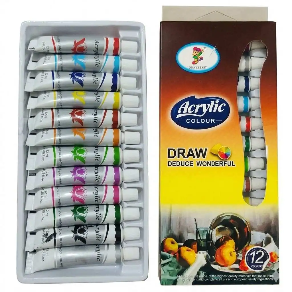 12-Piece Acrylic Colour Set 1 Jb Stationers 12 Piece Acrylic Colour Set