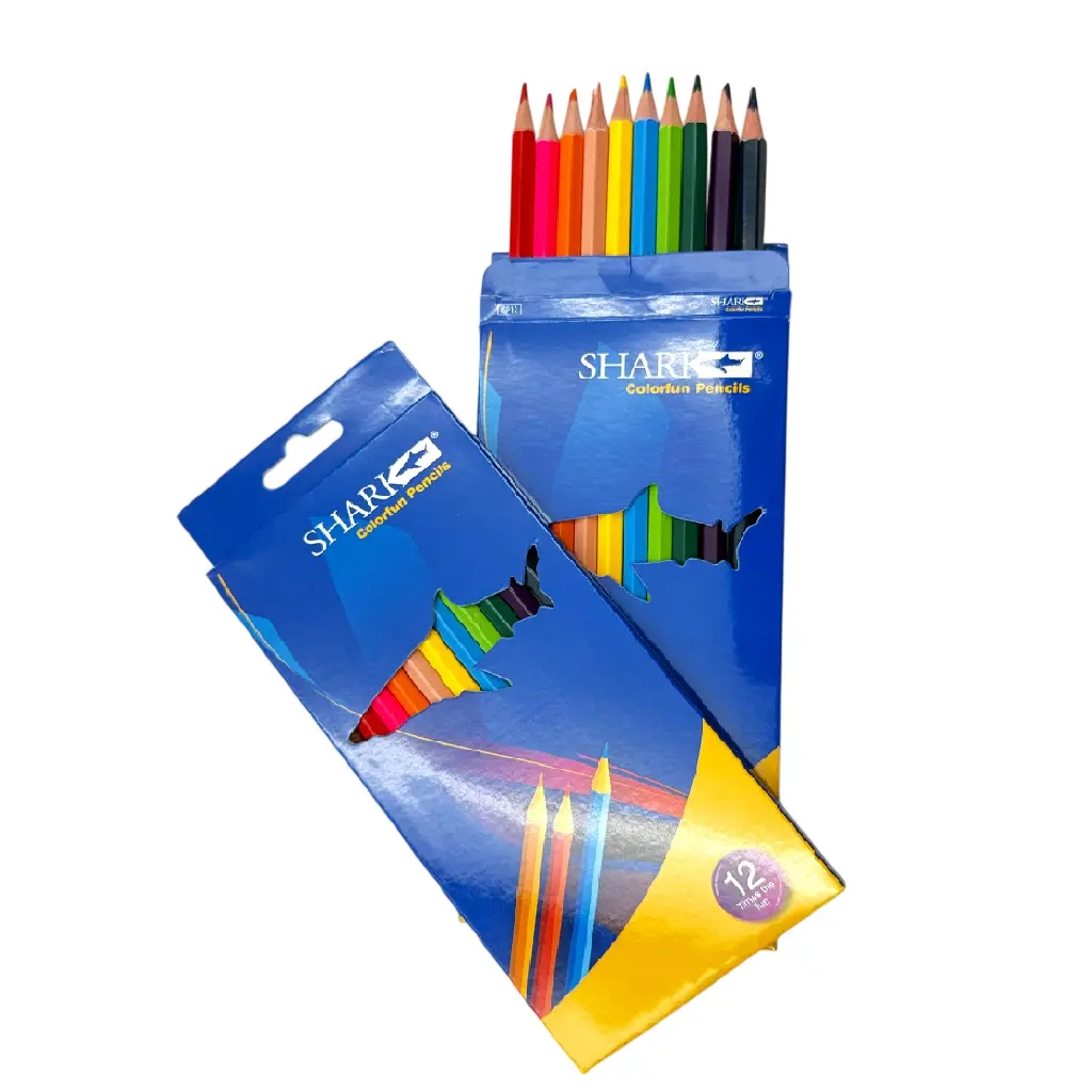 Shark Colorful Pencils – 12 Vibrant Colors Set 1 Jb Stationers Shark Colorful Pencils