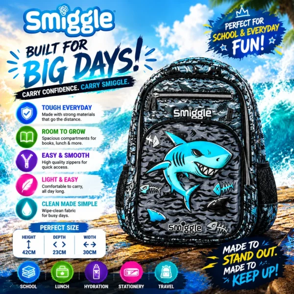 Smiggle Shark Kids School Bag