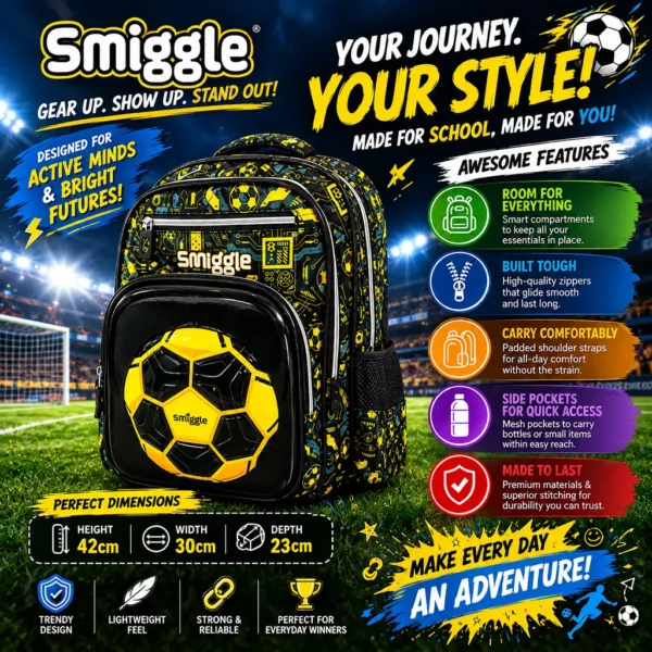 Smiggle Soccer Champion Kids School Bag