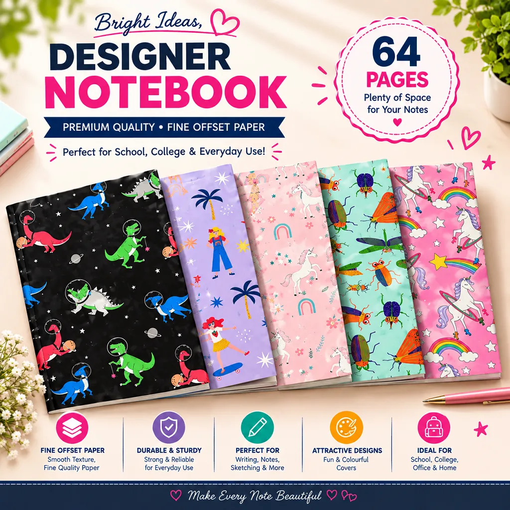 Designer Notebook Colorful Printed Cover 1 Jb Stationers Designer Notebook