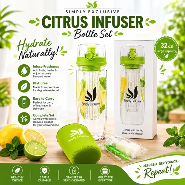 32oz Citrus Infuser Water Bottle Set