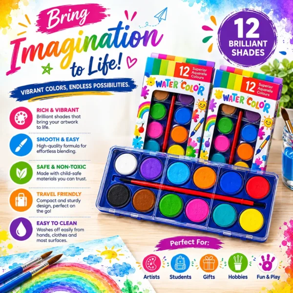 Home 25 Jb Stationers 12 Color Watercolor Paint