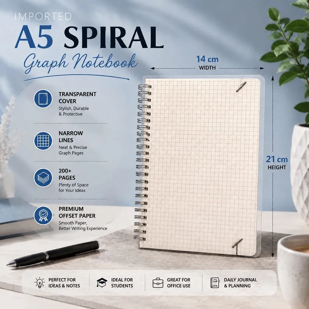 Premium Imported A5 Spiral Graph Notebook 1 Jb Stationers Premium Imported A5 Spiral Graph Notebook
