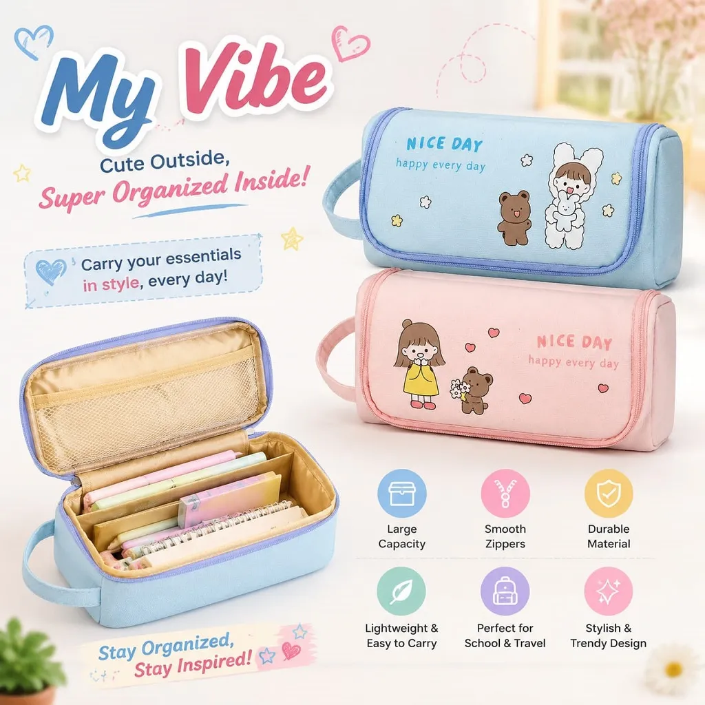 Cute Pencil & Stationery Pouch – Stylish School Organizer 1 Jb Stationers Cute Pencil & Stationery Pouch
