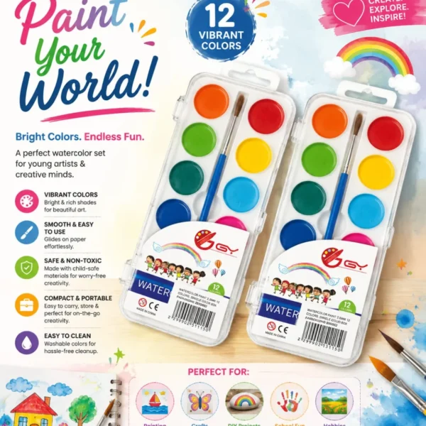 Home 21 Jb Stationers 12 Colors Watercolor Paint Set
