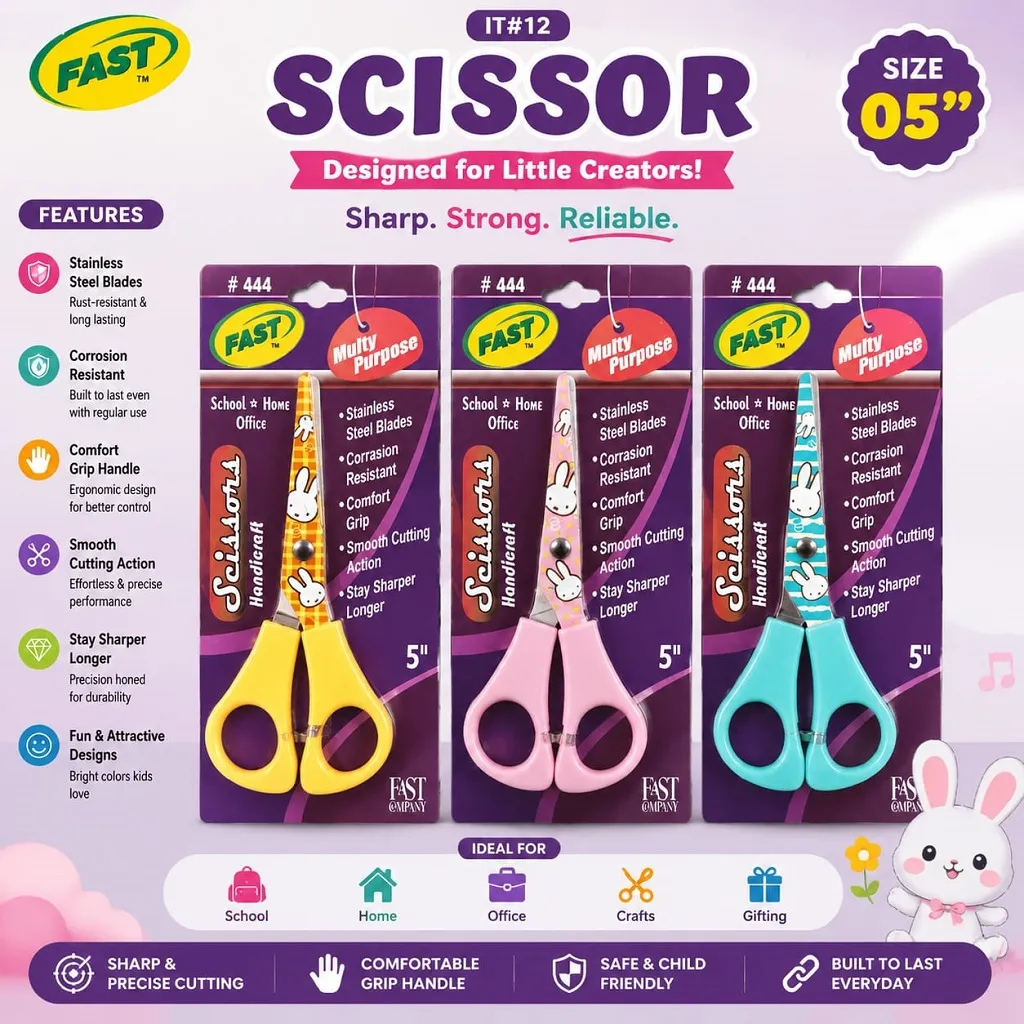 FAST 5" Multi-Purpose Kids Scissors 1 Jb Stationers FAST 5" Multi Purpose Kids Scissors