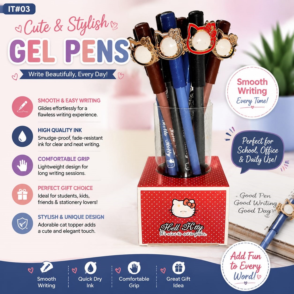 Cute Hello Kitty Gel Pens 1 Jb Stationers Cute Hello Kitty Gel Pens
