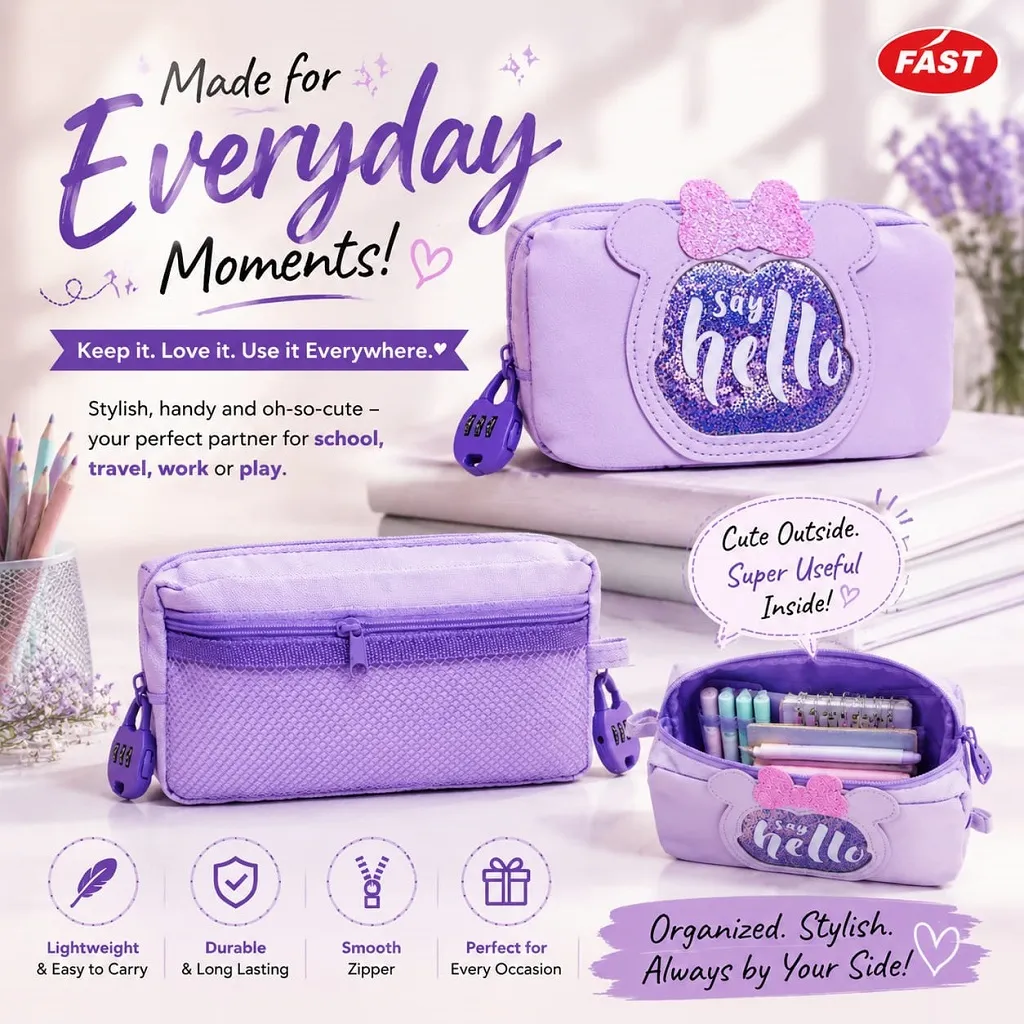 FAST Lavender Pencil Pouch 1 Jb Stationers FAST Lavender Pencil Pouch